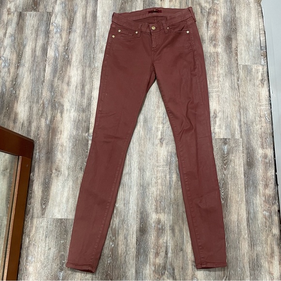 7 for all Mankind dark dusty rose coated skinny jeans Size 26 - Picture 3 of 9